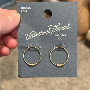Universal Thread Gold-Tone Hoop Earrings with Stacked Beads